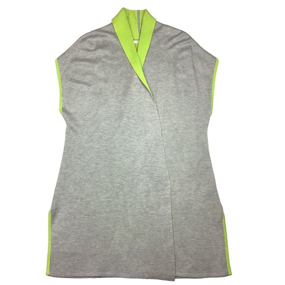 OST Knit Gray Green Open Front Long Oversize Sweater Vest Women's Size S Small - Picture 5 of 16
